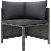 vidaXL Modulares Ecksofa mit Kissen Grau Poly Rattan