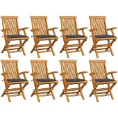 vidaXL Gartenstühle mit Anthrazit Kissen 8 Stk. Massivholz Teak