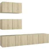 vidaXL 4-tlg. TV-Schrank-Set Sonoma-Eiche Holzwerkstoff