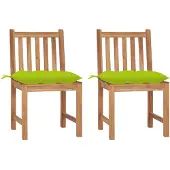 vidaXL Gartenstühle 2 Stk. mit Kissen Massivholz Teak