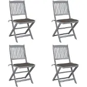 vidaXL Klappbare Gartenstühle 4 Stk. mit Kissen Massivholz Akazie