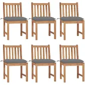 vidaXL Gartenstühle 6 Stk. mit Kissen Massivholz Teak