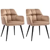 Vente-unique Stuhl 2er-Set - Samt & Metall - Beige - PEGA von Pascal MORABITO