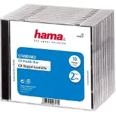 Hama CD Double Jewel Case Standard, Pack 10, 2 Disks, Transparent