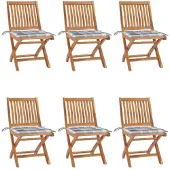 vidaXL Klappbare Gartenstühle mit Kissen 6 Stk. Massivholz Teak