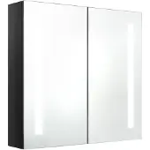 vidaXL LED-Spiegelschrank fürs Bad Glänzend Schwarz 62x14x60 cm