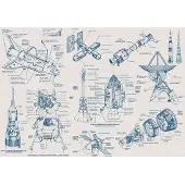Overig Vliestapete "Digitaldruck Vlies - Spacecraft Architecture - Größe 400 x 280 cm" bedruckt glatt Kinderzimmer