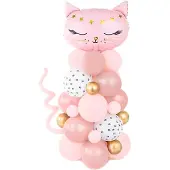 Party Deco 37 Luftballons und Folienballon Katze 83x140cm Helium Ballons Latexballons Folienluftballon Ballonset Kindergeburtstag Mädchen Geburtstag Deko Rosa