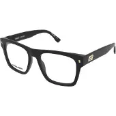 Dsquared2 D2 0037 Herren-Brille inkl. Gläser Vollrand Quadratisch Acetat-Gestell 53/18/145, schwarz