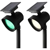 EDM 2er Set Projektorstangen solar led 25lm mehrfarbiges Licht (8 Farben) 11x13x42,5cm