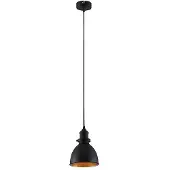 LINDBY Industrie / Industrial Industrielle Hängelampe schwarz mit Gold / Messing - Jasminka / Innenbeleuchtung / Wohnzimmerlampe / Schlafzimmer / Küche Stahl Rund LED geeignet E27 Max. 1 x 60 Watt