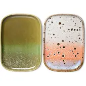 HK Living 70's Atlas Untersetzer S 2er-Pack 14,5 x 10,5 cm Keramik Asteroids/Grass