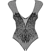 Obsessive B112 - Engelsflügel Netz-Body (schwarz) - XL/XXL
