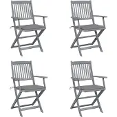 vidaXL Klappbare Gartenstühle 4 Stk. mit Sitzkissen Massivholz Akazie