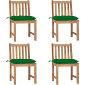 vidaXL Gartenstühle 4 Stk. mit Kissen Massivholz Teak