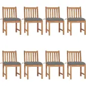 vidaXL Gartenstühle 8 Stk. mit Kissen Massivholz Teak