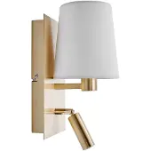 LINDBY Aiden Wandleuchte White/Brass - , Aiden, Gold / Messing, für Wohnzimmer, Stoff / Textil, Modern