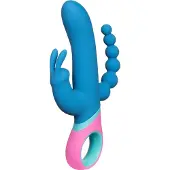 Huismerk Vice Double - Drehbarer, dreifacher Vibrator (blau)