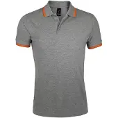 Sol SOLs 00577 | Herren Polo Shirt Pasadena - Farbe: Grey Melange/Orange - Größe: L