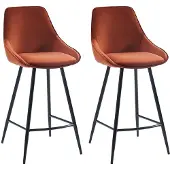 Vente-unique 2er-Set MASURIE Barhocker - Velours - Farbe terracotta