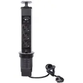 Perel Pop-Up Power Block mit 3 Steckdosen - 2 X Usb - geerdet