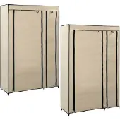 vidaXL Faltschränke 2 Stk. Creme 110x45x175 cm Stoff