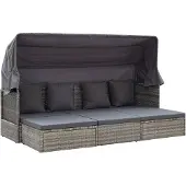 vidaXL Garten-Sonneninsel mit Dach Grautöne Poly Rattan