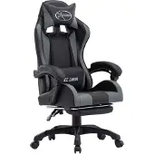 vidaXL Gaming-Stuhl mit Fußstütze Grau und Schwarz Kunstleder