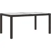 vidaXL Gartentisch 150x90x75 cm Gehärtetes Glas Poly Rattan Braun