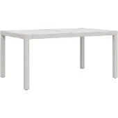 vidaXL Gartentisch 150x90x75 cm Gehärtetes Glas Poly Rattan Weiß