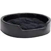 vidaXL Hundebett Schwarz 79x70x19 cm Plüsch und Kunstleder