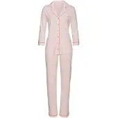 Vivance Pyjama pink Gr. 32/34 für Damen. Mit V-Ausschnitt. Bequem. Nachhaltig.