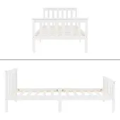 ML-Design Holzbett Kinderbett 90x200 cm Weiß, Kiefernholz, Bettgestell mit Lattenrost und Füße, Einzelbett mit Kopf- und Fußteil, Bodenbett