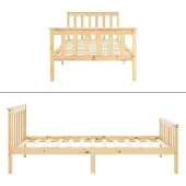 ML-Design Holzbett Kinderbett 90x200 cm Natur, Kiefernholz, Bettgestell mit Lattenrost und Füße, Einzelbett mit Kopf- und Fußteil, Bodenbett