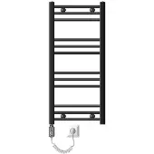ECD-Germany Elektrischer Badheizkörper Sahara 400x800mm Anthrazit gebogen Seitenanschluss + Heizstab 600W Thermostat Handtuchheizkörper Handtuchwärmer