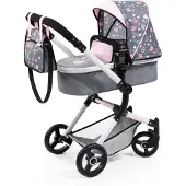 Bayer - Combi Dolls Pram - Vario - Grey & Pink (18419AA)