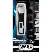 Wahl GroomsMan Pro, Akku, Selbstschärfende Rollen, Schwarz, Edelstahl