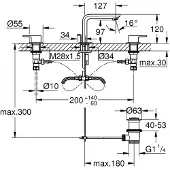 GROHE Lineare New 3-Loch-Waschtischbatterie
