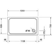Duravit Rechteck-Duschwanne D-Code 120x70x8,5cm, Antislip, weiß