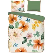 Descanso Wendebettwäsche "Annabelle", Baumwolle, Satin, 135x200, Biese, Reißverschluss, Wendeoptik, Blumen
