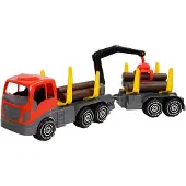 Plasto Holztransporter mit Kran, Anhänger & Stämmen 74 cm