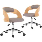 vidaXL Esszimmerstühle 2 Stk. Drehbar Taupe Bugholz und Stoff
