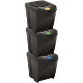 vidaXL Stapelbare Mülleimer 3 Stk. Anthrazit 75 L