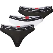 HUGO für Damen. 50469681 Set 3 Tangas Stripe weiß, schwarz (XL), Heimtextilien, Baumwolle