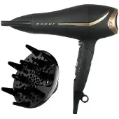 Beper 40.404 Hair Dryer 2200 Watt with Soft Touch Folding Handle, Diffuser and Concentrator Black/Gold