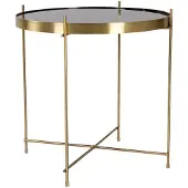 Ebuy24 Veo Couchtisch, Ecktisch 48x48 cm messingfarben Stahl, Glas.