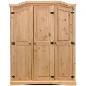 Ebuy24 New Mexico Kleiderschrank 3-Trg. Breite 152 cm, Höhe 193 cm gelaugt/Wachs.