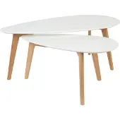 White Label Couchtische DropHolz weiß/natur 2 Stück