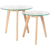 The ColleQtion Beistelltische Bror 40/50 cm Holz/Glas natur 2-teilig