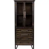 White Label Vitrine Otis 54 x 40 x 127 cm Stahl/Glas braun